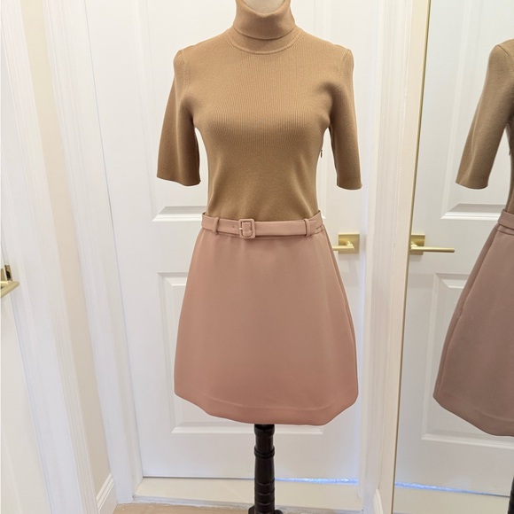 THEORY Combo Dress Bistretch Wool Twill Ribbed Sweater Turtleneck Size M - Picture 13 of 15